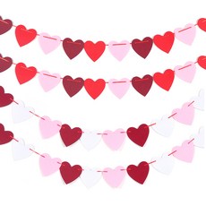 PARTYSHOW 毛氈愛心掛飾 小型 A款 3色 2入 + B款 3色 2入 套組, 混色, 1套