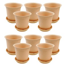 GAPJONE 室內裝飾彩色陶器花盆 + 託盤組, 10套, 米色