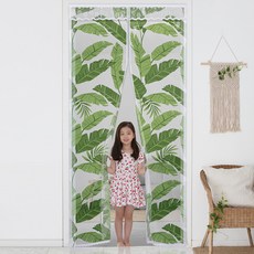 dashop 磁吸式印花防蚊門簾+固定磁鐵 4入+雙面膠帶+金色固定釘+平衡器組, Summer Jungle（蚊帳），隨機發貨（固定磁鐵）