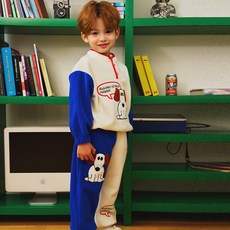 minidou 兒童微笑貓咪刷毛上下衣套組