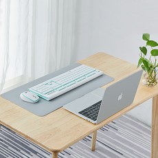 양면 컬러 PU 가죽 데스크 매트, 라이트 그레이 + 그린