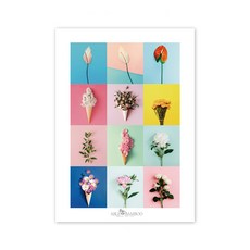 ABLE BAMBOO 2022年37花系列1藝術日曆日曆13種+仿古夾套, 混色, 1套