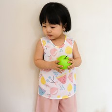 Nadeuri 兒童涼感人造絲水果派對無袖居家服上下套裝 NKNP00