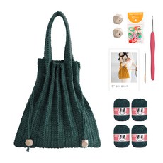 OliO yarna 단색 플리츠백 DIY 패키지 S, 729 토파즈(뜨개실), 베이지(우드볼), 랜덤발송(단수링), 1세트