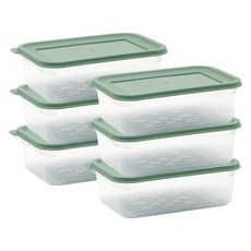 SAENGHWALEN 簡便收納透明保鮮盒 綠色, 6個, 750ml
