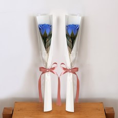 아스파시아 플르 장미 메시지 비누꽃 한송이 꽃다발 오늘은 축하하고 내일은 응원할게, 블루, 2개