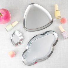 韓風室內裝飾品 藝術擺件 質感攝影不鏽鋼藝術托盤3件組, 銀色