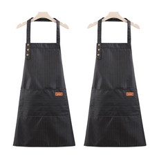 LivingChart 條紋防水圍裙, 2個, 黑色