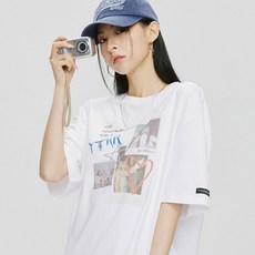 유스크루 여성용 통기성 폴라 박시 티셔츠