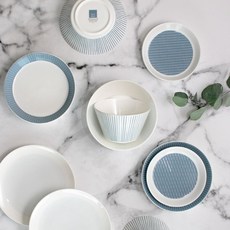 HANKOOK CHINAWARE 印花碗盤 10入組, 藍色, 5種