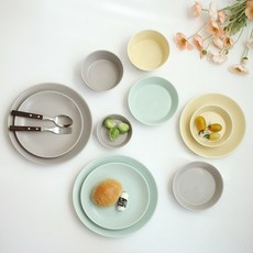 Loco Living Pastel 西式餐具套組 2 人 11p, 11種碗, 灰色, 黃色, 薄荷