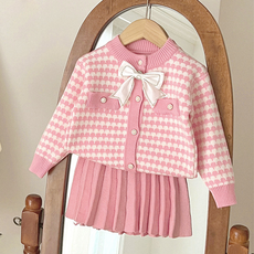 Misopapa 女童女王款粉紅蝴蝶結兩件式套裝