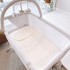 MISO NATURE 嬰幼兒床墊 絎縫人造絲雙面涼感墊, 象牙白 + 白色, 1個