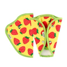 西瓜印花安全帶保護套+網眼安全帶保護套, 草莓款 黃色, 1組