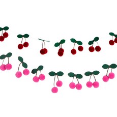 PARTYSHOW 櫻桃造型派對拉旗 2件組, 紅色, 粉紅色, 1套