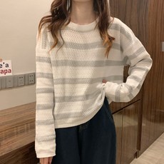 구디프 여성용 모모 스트라이프 긴팔 니트