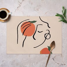 手繪風格餐墊, 橘色, 30 x 45 cm, 1個