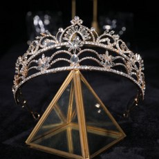 파티용품 헤어 액서사리 웨딩 피닉스 라인 석 크라운, 골드, 1개