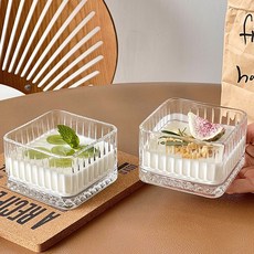 프렌치마르스 라인 컷팅 사각 다용도 유리그릇 MMM2349, 투명, 2개