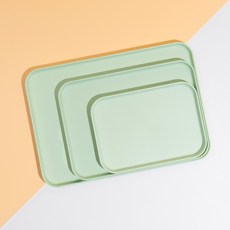 零廢棄粉彩方形托盤3件組, 1套, 薄荷綠