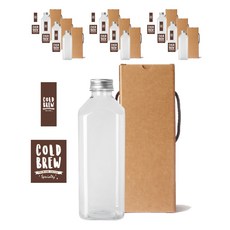 Square Dutch PET 1000ml x 10p + 鋁蓋 銀色 10p + 貼紙 2 種 x 10p + 盒裝 10p 套組 LB12, 1組