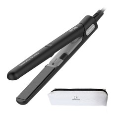 cki Senorita Bonita迷你陶瓷平板離子夾+收納袋, 黑色, CKI-0703