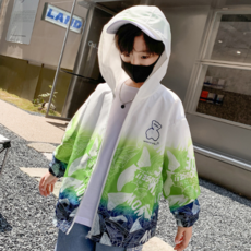 Orenjidamom 男童透明小熊運動鞋連帽防風外套