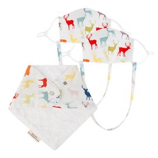 Coney Island 孩童立體可調整掛繩式口罩+掛繩 2入+超細纖維圖案印花領巾