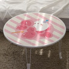 Story Furniture 韓國製 Molang麻糬兔 圓形折疊桌 600, 白色(06 果凍氣球Molang麻糬兔)