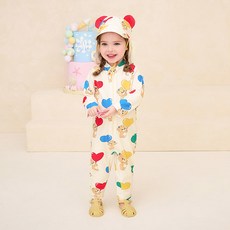 milkmile 兒童圓潤愛心氣球熊防曬泳衣 + 護頸帽套裝