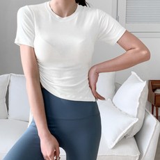 라라온 셔링 스트랩 요가복 트임 반팔 티셔츠 TSP2662