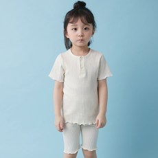 BAOBAB NAMU 孩童素色羅紋滾邊短袖T恤+5分褲套裝