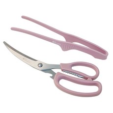 accademia mugnano 不鏽鋼曲線剪刀 + 矽膠夾 2件組, 煙燻粉紅, 1套