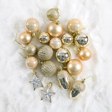 綜合聖誕迷你裝飾球 40入, Gold, 1組