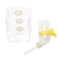 보라펫 아크릴 진공 급수기 거치대 + 진공급수기, 화이트(급수기 거치대), 랜덤발송(진공급수기 플라스틱 고리), 1개