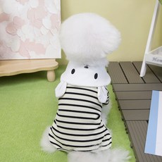 PASTEL PET 寵物兔子條紋連身衣, 黑色, 1個