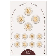 女性西裝鈕扣 奢華 2 Era Coat 15mm 8顆 + 21mm 4顆 套組, 金色白色, 1套