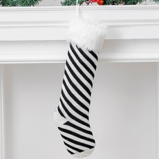 Artyhome 針織條紋聖誕襪裝飾, 黑色