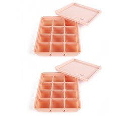 티지엠 국산 아이스몰드 실리콘 이유식큐브 냉동용기 12구, 코랄핑크, 2개