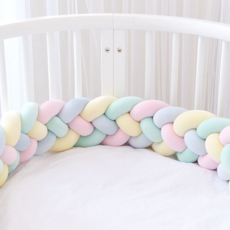 Happy Mind 溫暖柔軟麻花捲造型床圍 1m, 淺黃色 + 淺粉色 + 淺藍色 + 薄荷綠