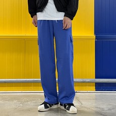 플레이즈 남성용 2단기장 스트링 밴딩 옆절개라인 포켓카고 와이드 팬츠 롱