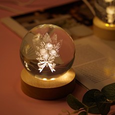 Morningscent 感性居家裝飾 3D 喬遷禮物 水晶球 LED 氣氛燈 花束 6cm, 混色