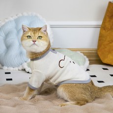 Coco studio 寵物春夏老鼠華夫格短袖T恤, 1個, 象牙白