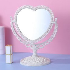 따봉오빠 앤틱 프레임 레트로 화장대 탁상 거울 하트 JNHA2275, 화이트