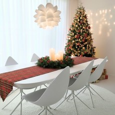 슈슈룸 크리스마스 타탄 테이블 러너, 체크 레드, 1개, 220 x 30 cm