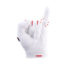 GOuft 男女通用 魔術氣墊 握把 直線遠距 高爾夫手套 左手用, 白色