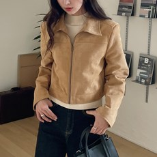 바닐라민트 여성용 모드 스웨이드 자켓