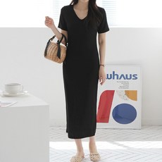 봉봉스토리 모닥 브이넥 반팔 임산부 원피스