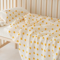 MerryTwoTwo 嬰幼兒四季可愛愛心紗布毯被, 黃色