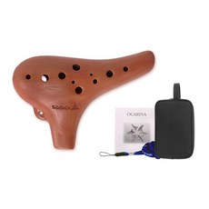 三益 陶瓷陶笛 SO-AC 自然色 + 高級皮套 + 高級掛繩 套組, 中音C調, 棕色